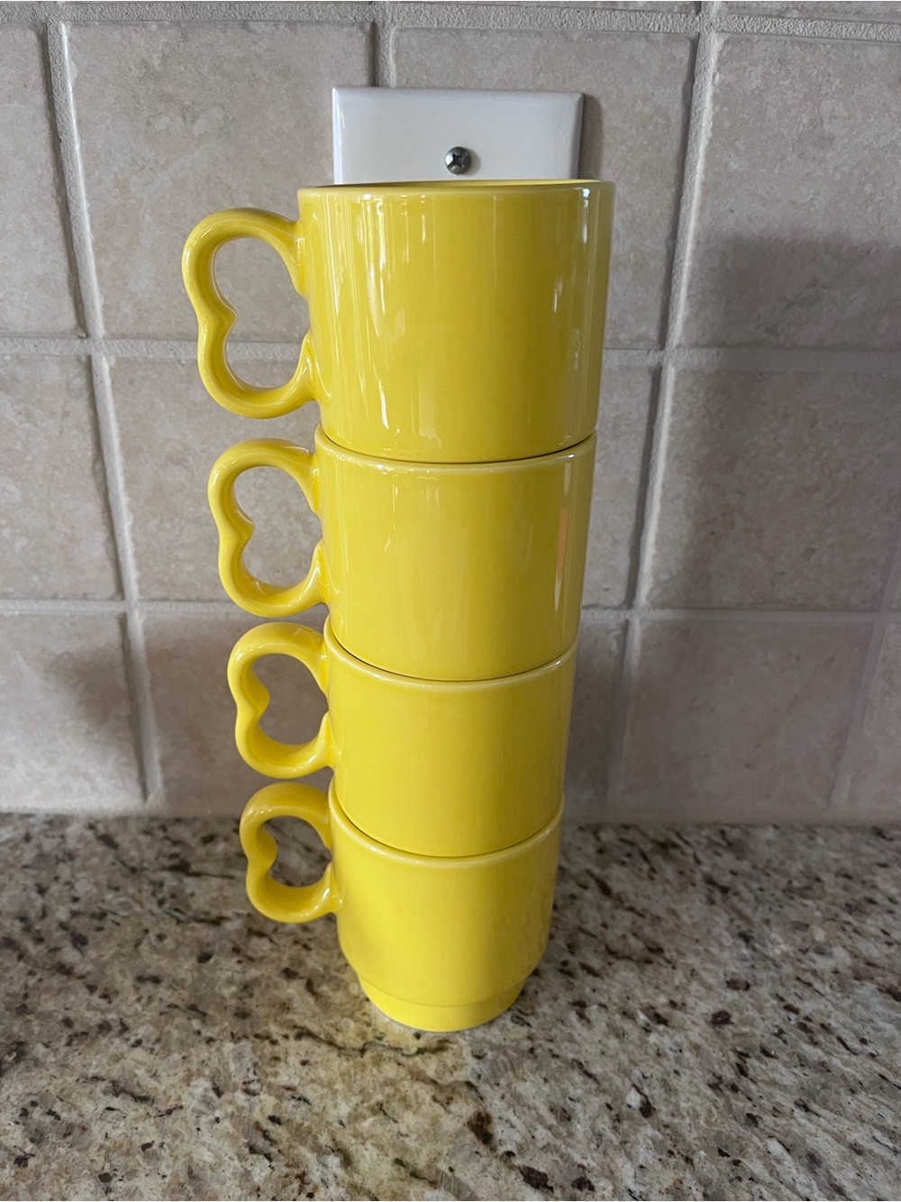 Homer Laughlin 7oz Sunflower Yellow Stackable Ceramic Mugs - Set of 4
